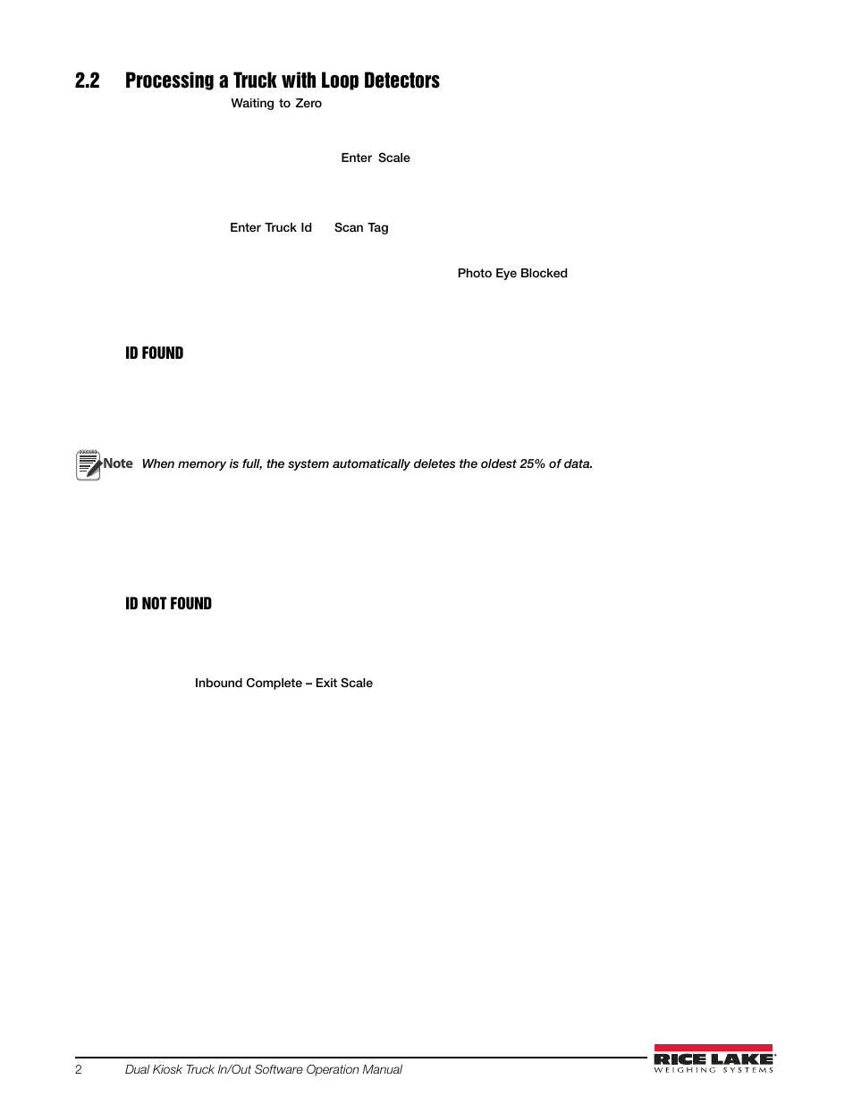 2 processing a truck with loop detectors | Rice Lake 920i Dual Kiosk Truck In/Out User Manual | Page 6 / 16