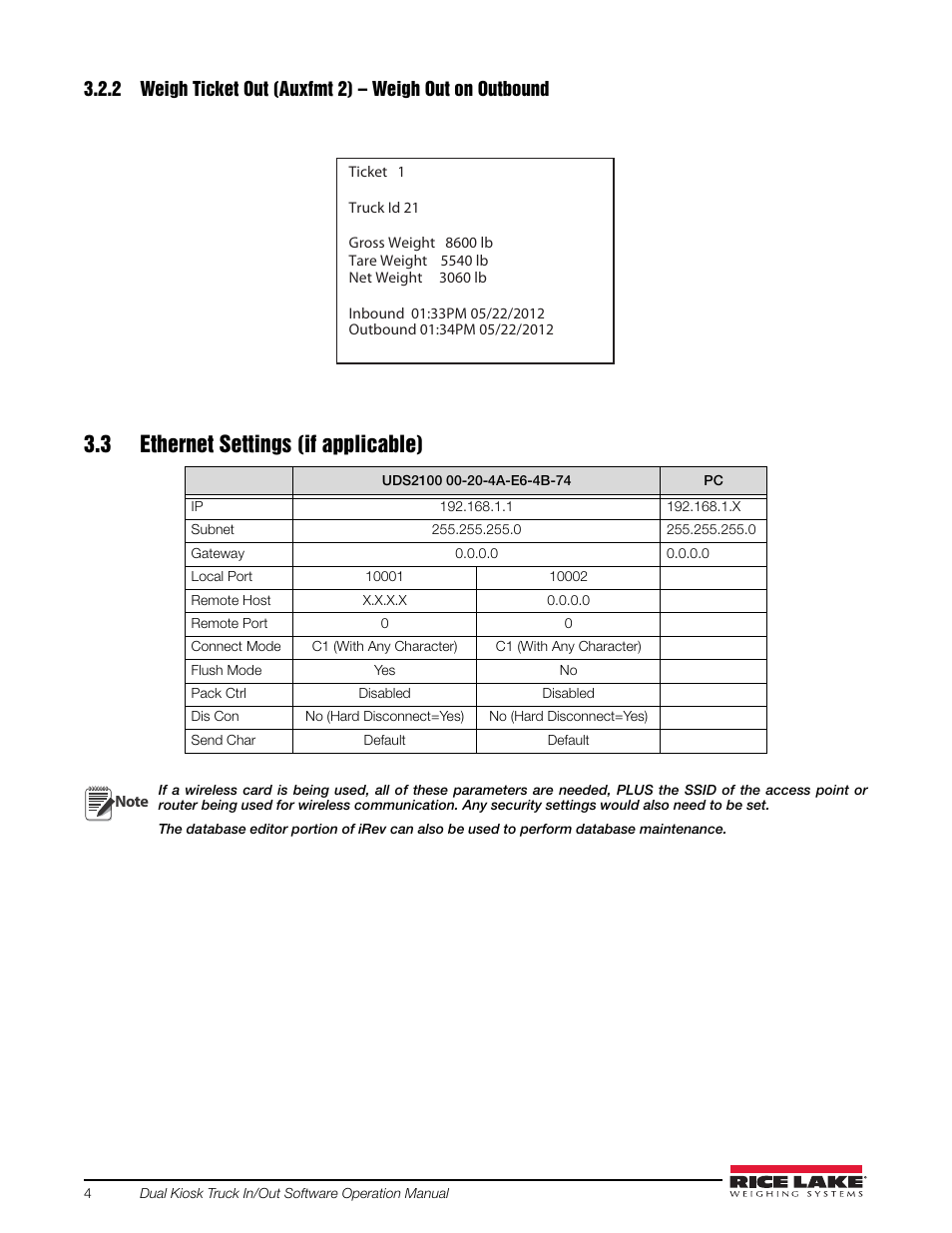 3 ethernet settings (if applicable) | Rice Lake 920i Dual Kiosk Truck In/Out User Manual | Page 8 / 16