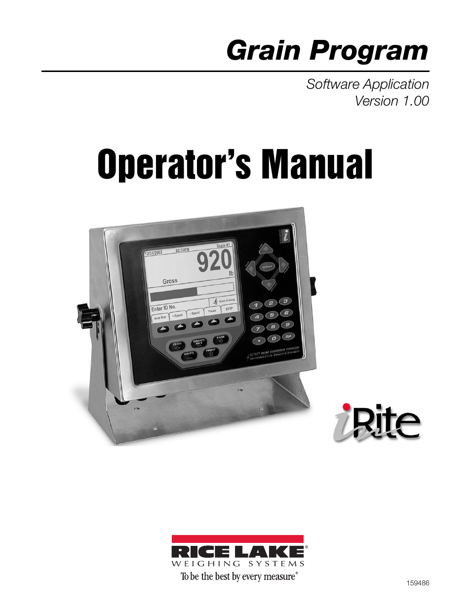 Rice Lake 920i Grain Program User Manual | 14 pages