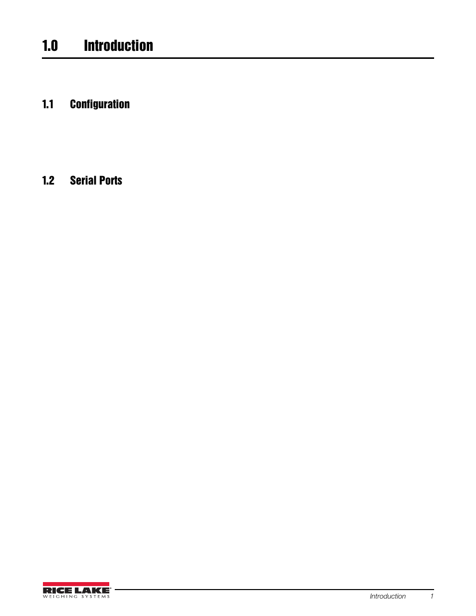 0 introduction, 1 configuration, 2 serial ports | Introduction, 1 configuration 1.2 serial ports | Rice Lake 920i Grain Program User Manual | Page 5 / 14