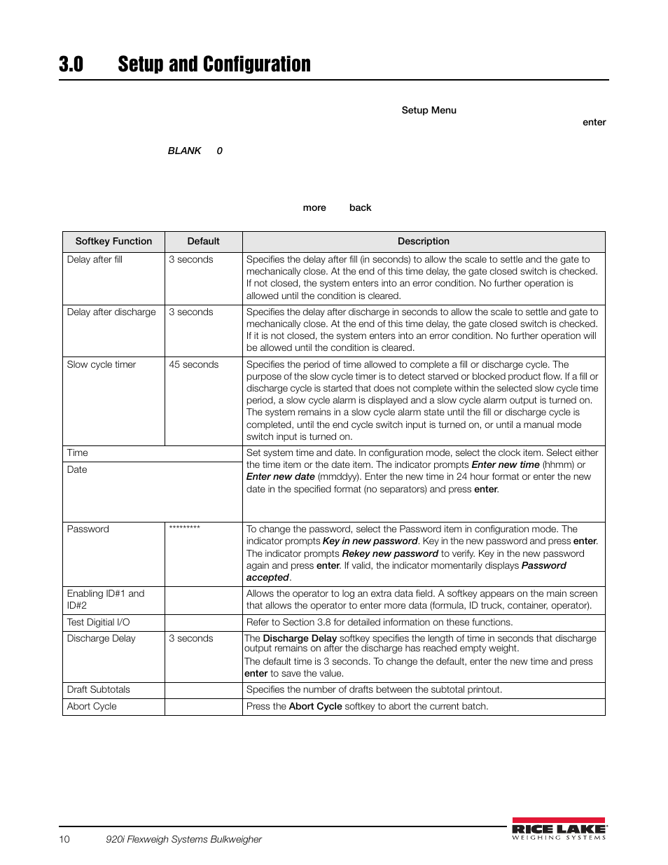 0 setup and configuration, Setup and configuration | Rice Lake 920i Bulkweigher 107 - 108 - 109 User Manual | Page 14 / 36