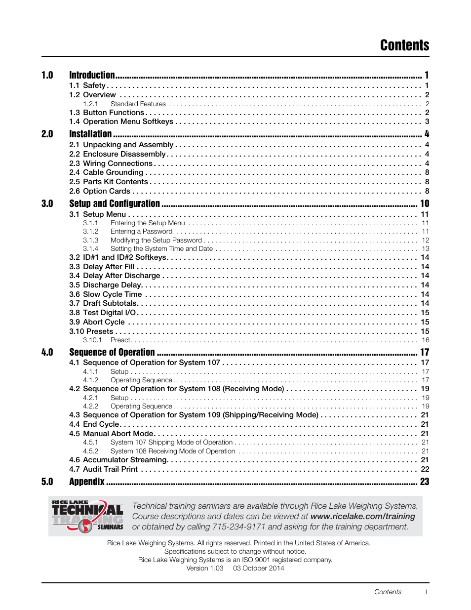 Rice Lake 920i Bulkweigher 107 - 108 - 109 User Manual | Page 3 / 36