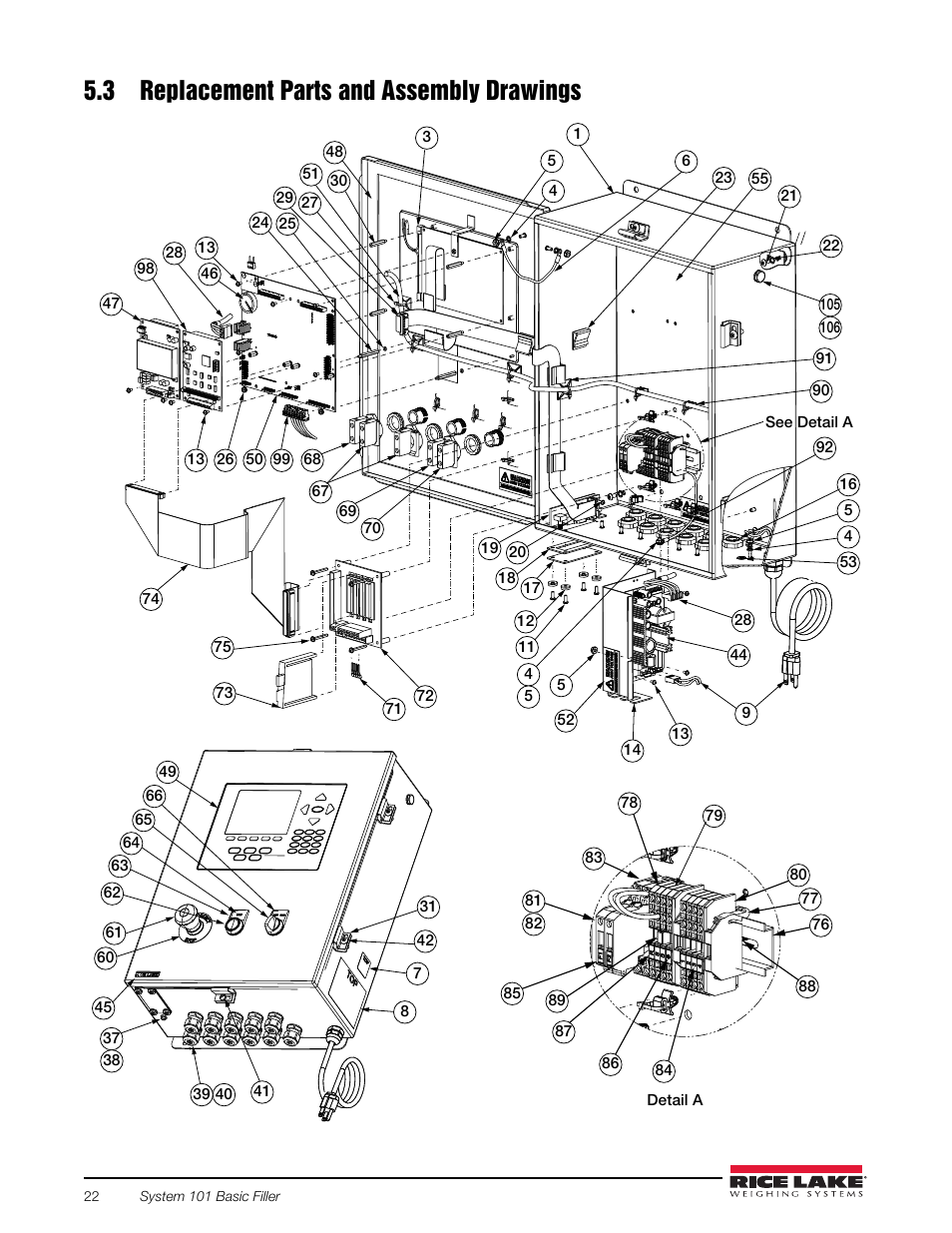 3 replacement parts and assembly drawings | Rice Lake 920i FlexWeigh Systems - 101 User Manual | Page 26 / 32