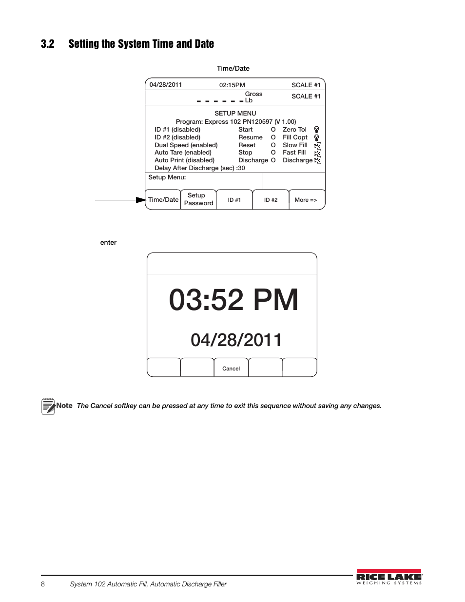 2 setting the system time and date, 52 pm | Rice Lake 920i FlexWeigh Systems - 102 User Manual | Page 12 / 32