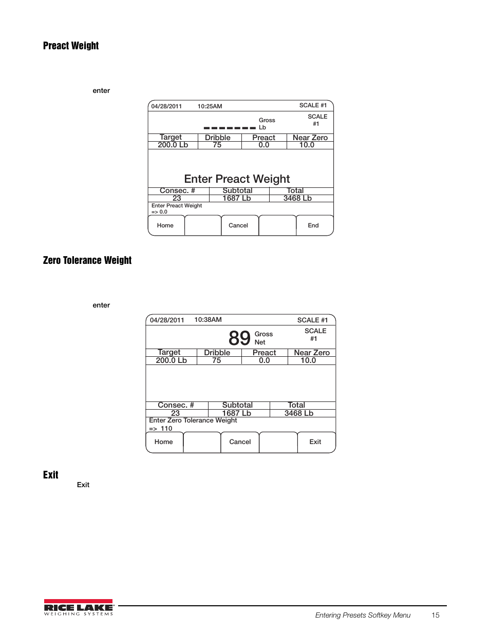 Enter preact weight | Rice Lake 920i FlexWeigh Systems - 102 User Manual | Page 19 / 32