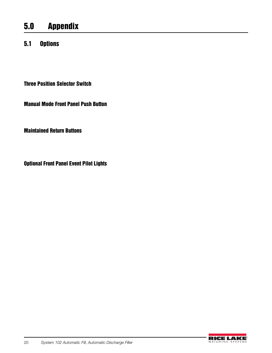 0 appendix, 1 options, Appendix | Rice Lake 920i FlexWeigh Systems - 102 User Manual | Page 24 / 32