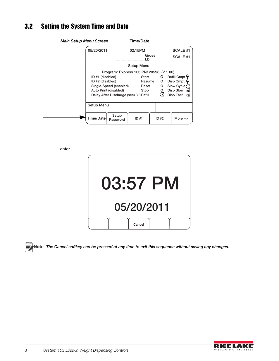 2 setting the system time and date, 57 pm | Rice Lake 920i FlexWeigh Systems - 103 User Manual | Page 12 / 32