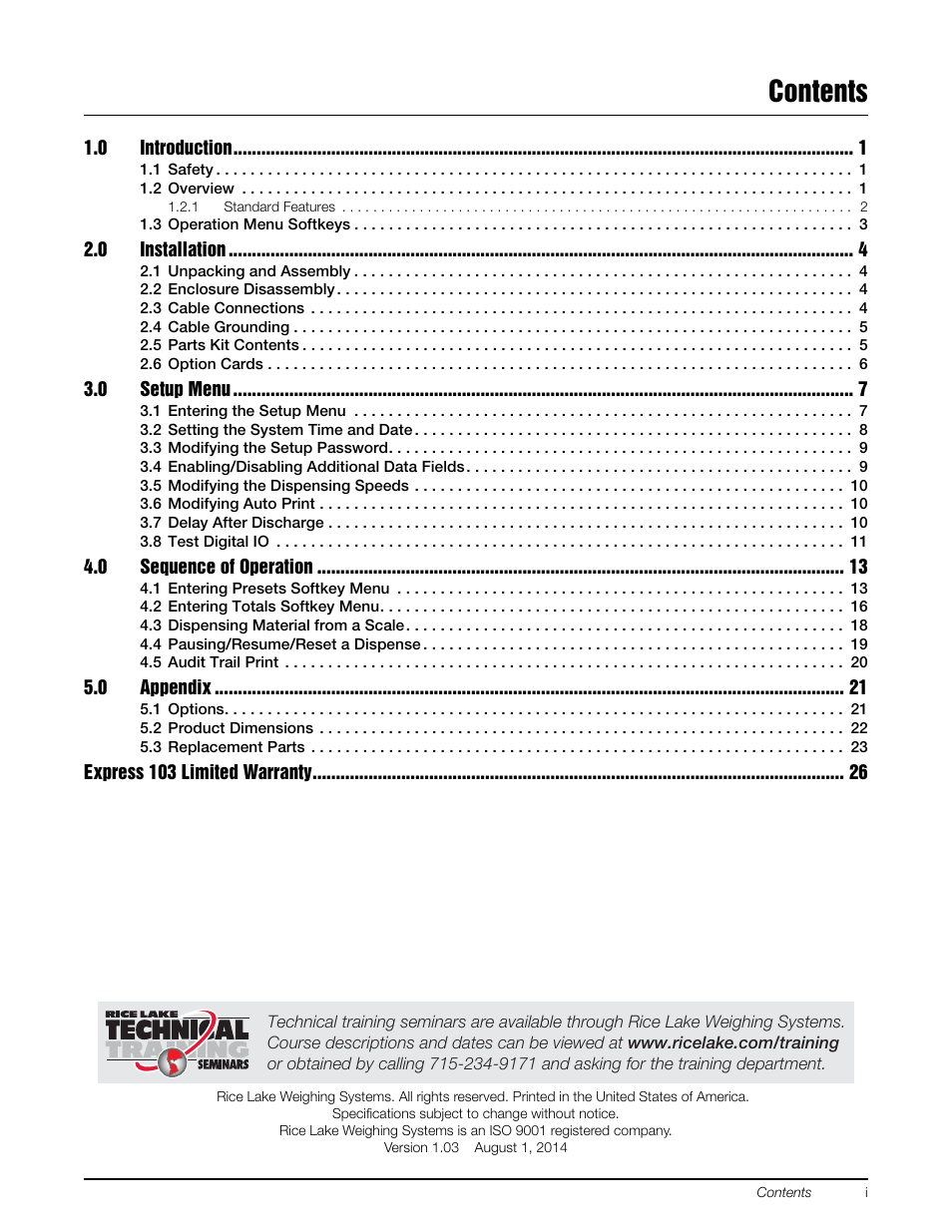 Rice Lake 920i FlexWeigh Systems - 103 User Manual | Page 3 / 32