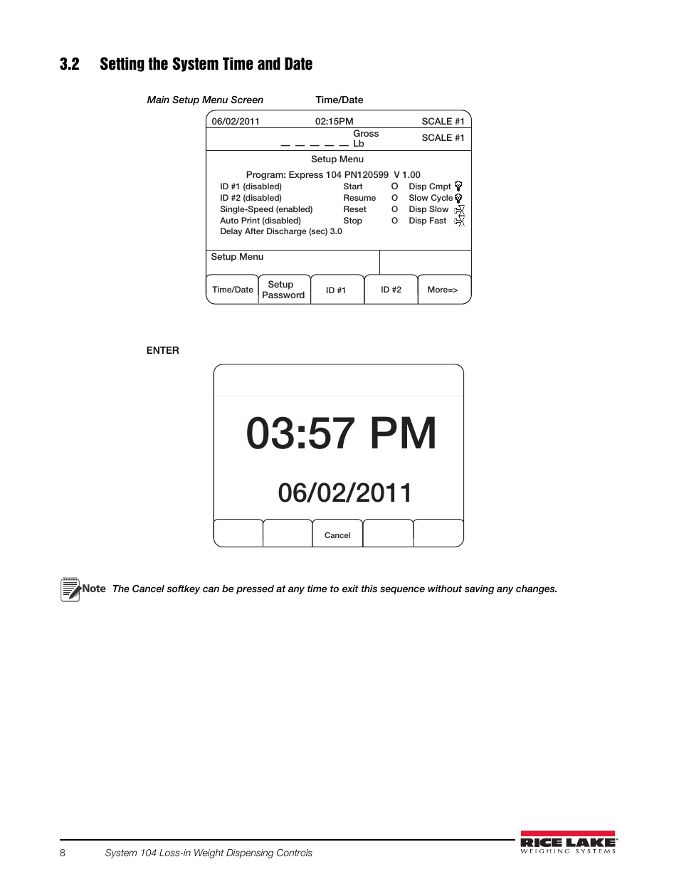 2 setting the system time and date, 57 pm | Rice Lake 920i FlexWeigh Systems - 104 User Manual | Page 12 / 32