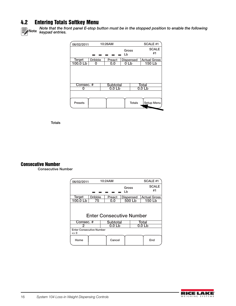 2 entering totals softkey menu | Rice Lake 920i FlexWeigh Systems - 104 User Manual | Page 20 / 32