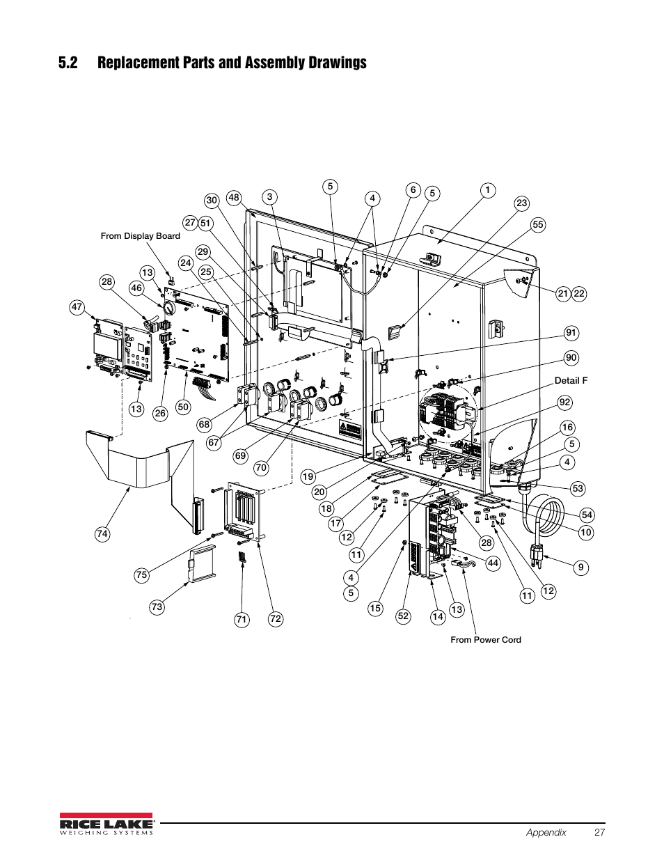 2 replacement parts and assembly drawings | Rice Lake 920i FlexWeigh Systems - 201/202 User Manual | Page 31 / 38