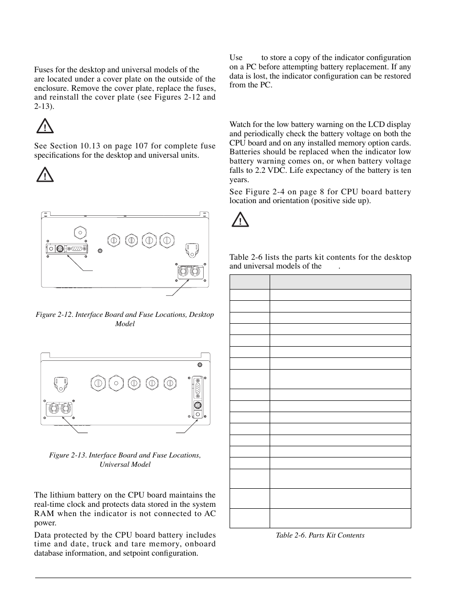 8 fuse replacement, 9 battery replacement, 10 parts kit contents | Caution | Rice Lake 920i Installation Manual V1.05 User Manual | Page 16 / 112