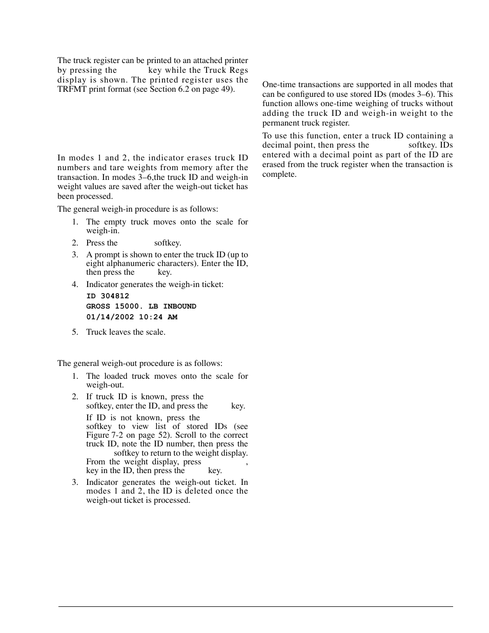 3 weigh-in procedure, 4 weigh-out procedure, 5 single-transaction tare weights and ids | Rice Lake 920i Installation Manual V1.05 User Manual | Page 57 / 112