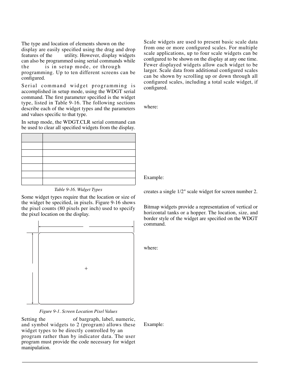 2 widget programming, 1 scale widgets, 2 bitmap widgets | Scale widgets, Bitmap widgets | Rice Lake 920i Installation Manual V1.05 User Manual | Page 86 / 112