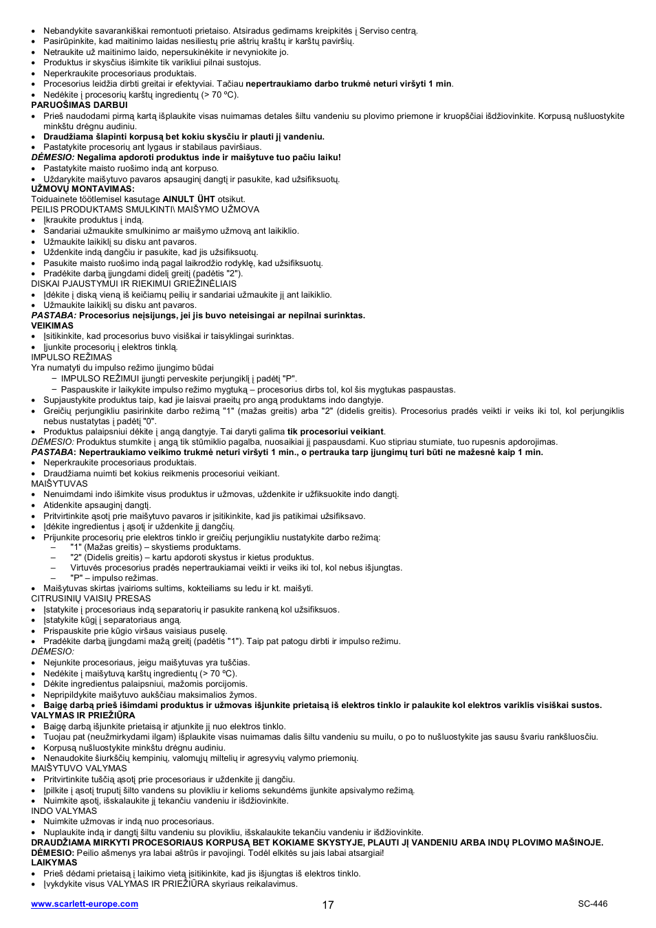 Scarlett SC-446 User Manual | Page 17 / 22