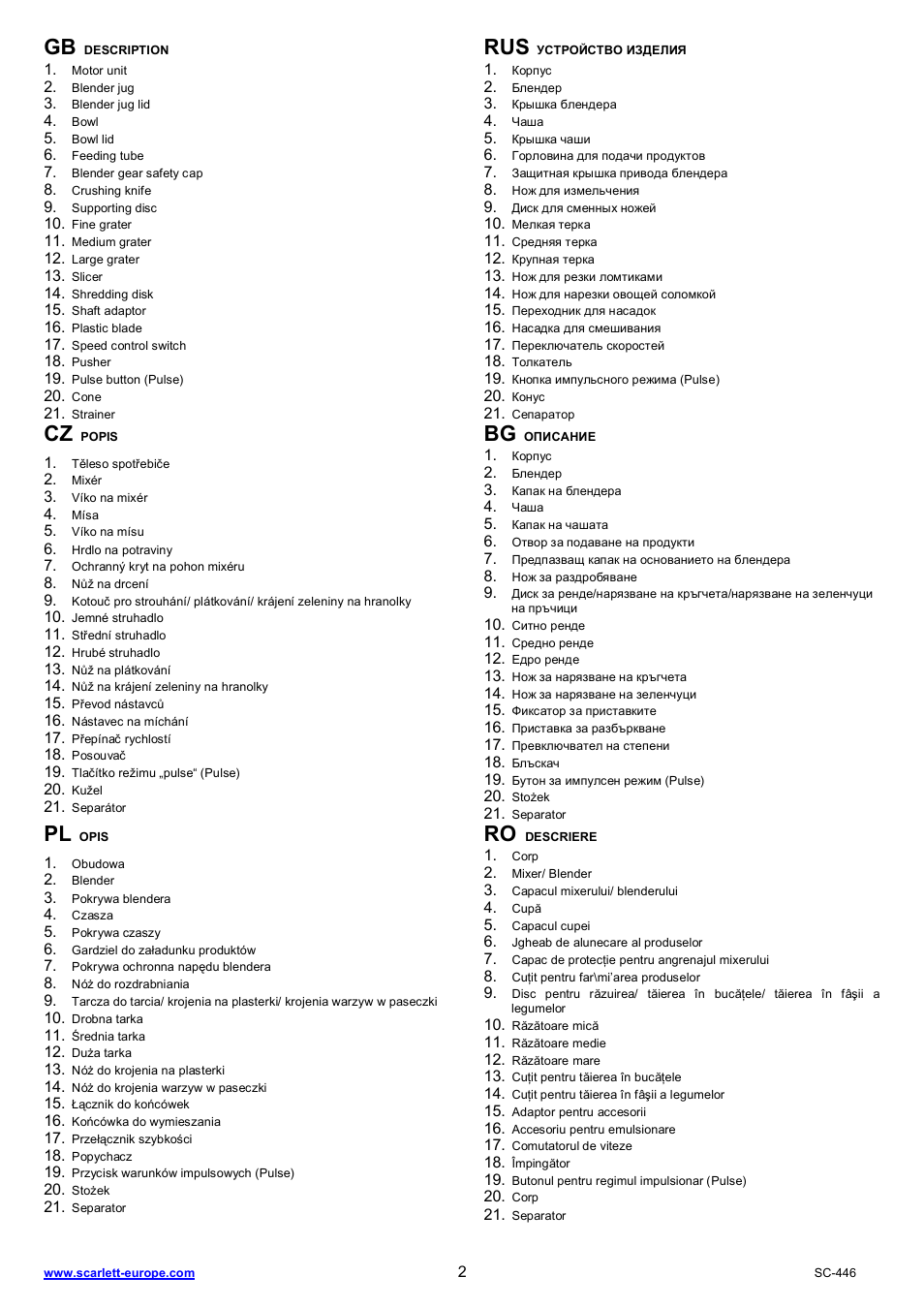 Scarlett SC-446 User Manual | Page 2 / 22