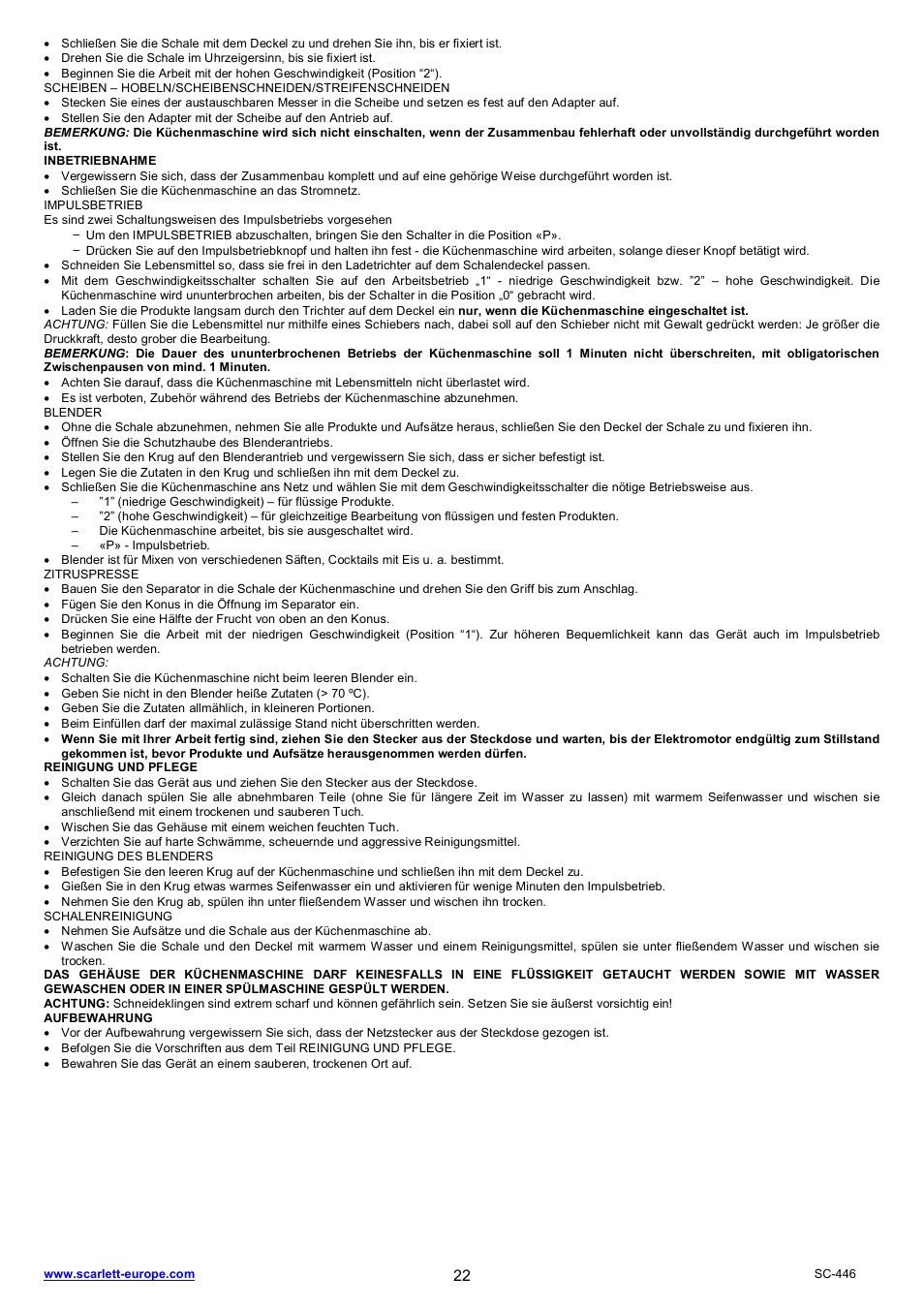 Scarlett SC-446 User Manual | Page 22 / 22