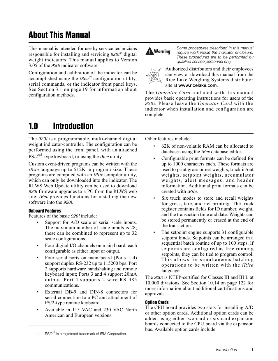 Rice Lake 920i Installation Manual V3.05 User Manual | Page 7 / 130