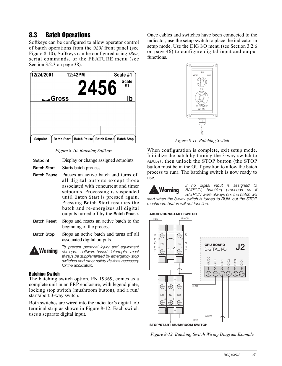 3 batch operations, Warning | Rice Lake 920i Installation Manual V3.05 User Manual | Page 87 / 130