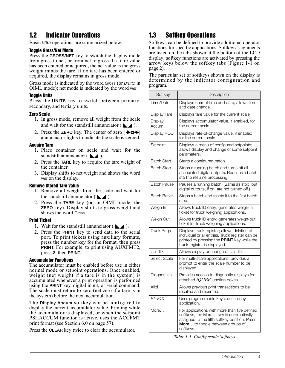 2 indicator operations, 3 softkey operations, 2 indicator operations 1.3 softkey operations | Rice Lake 920i Installation Manual V3.05 User Manual | Page 9 / 130