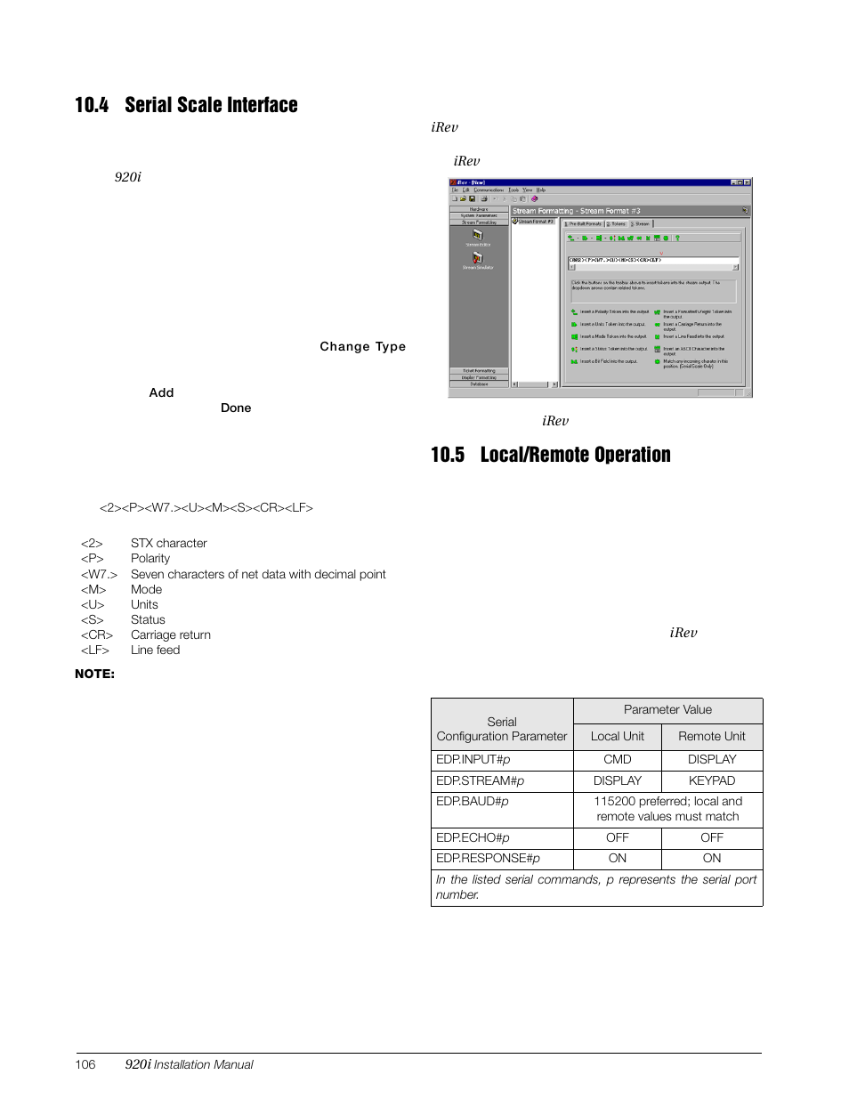 4 serial scale interface, 5 local/remote operation | Rice Lake 920i Installation Manual V3.07 User Manual | Page 112 / 130