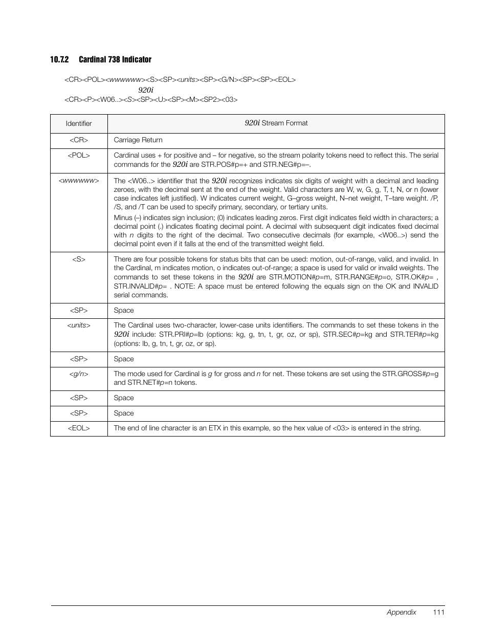 2 cardinal 738 indicator, Cardinal 738 indicator | Rice Lake 920i Installation Manual V3.07 User Manual | Page 117 / 130