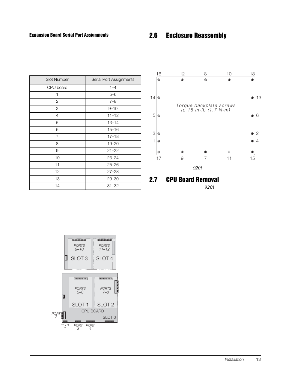 6 enclosure reassembly, 7 cpu board removal, 6 enclosure reassembly 2.7 cpu board removal | Rice Lake 920i Installation Manual V3.07 User Manual | Page 19 / 130