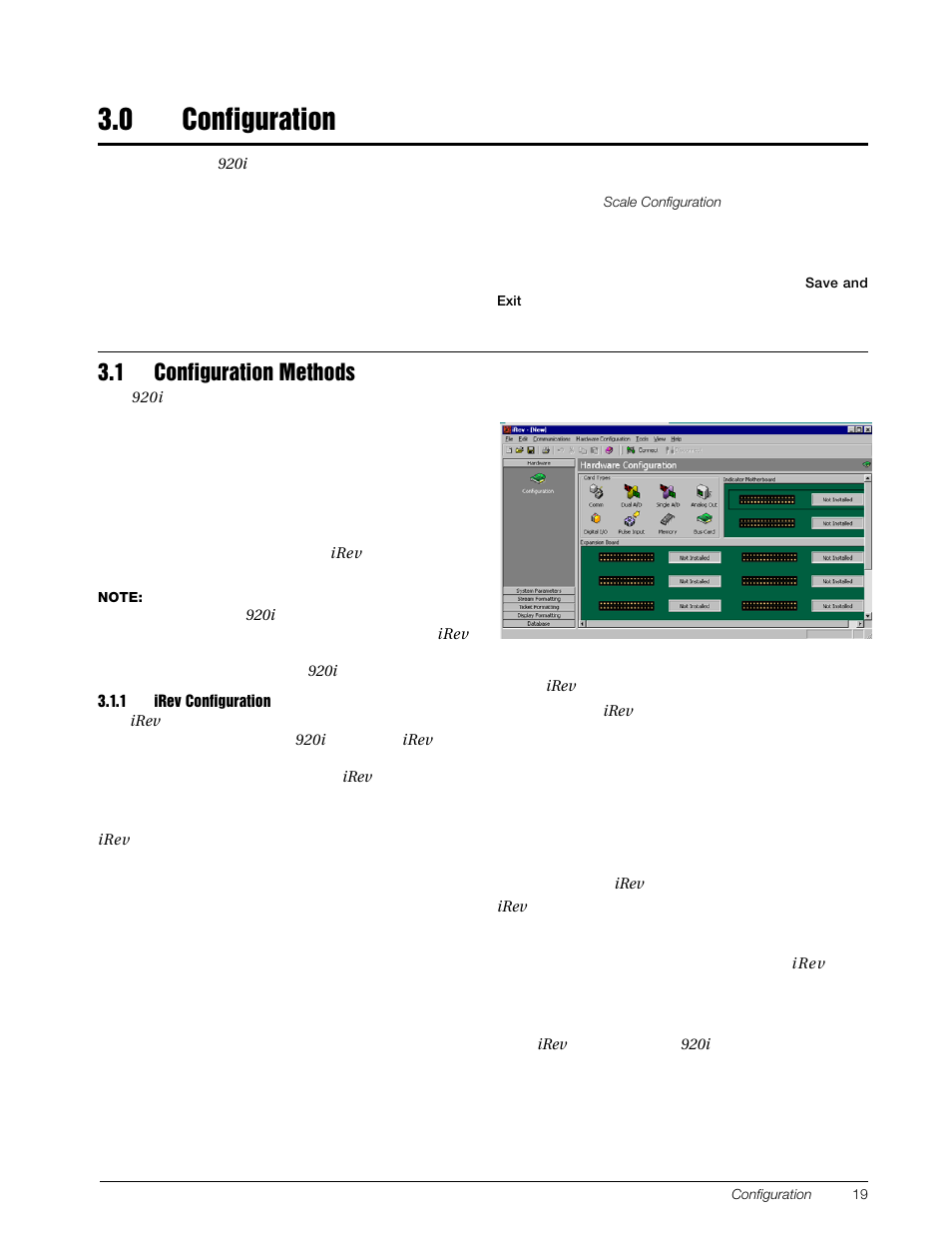 0 configuration, 1 configuration methods, 1 irev configuration | Configuration, Irev configuration | Rice Lake 920i Installation Manual V3.07 User Manual | Page 25 / 130