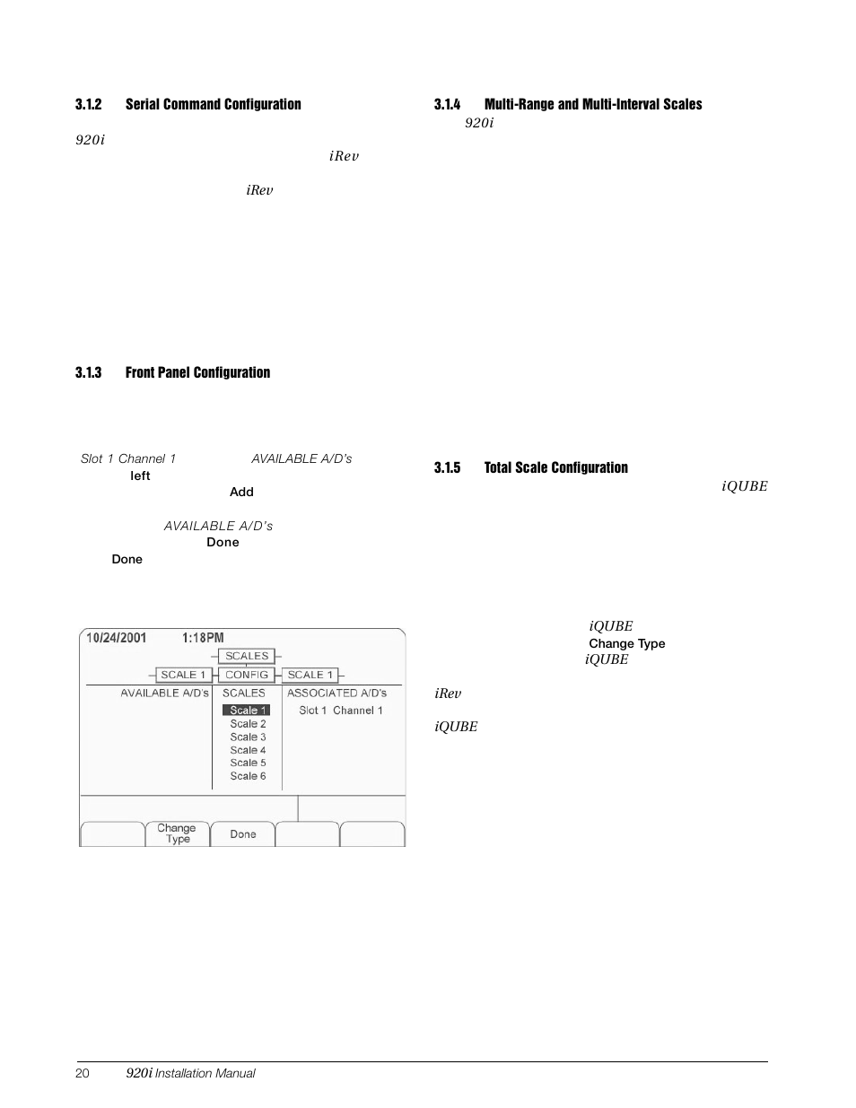 2 serial command configuration, 3 front panel configuration, 4 multi-range and multi-interval scales | 5 total scale configuration, Serial command configuration, Front panel configuration, Multi-range and multi-interval scales, Total scale configuration, Section 3.1.3 | Rice Lake 920i Installation Manual V3.07 User Manual | Page 26 / 130