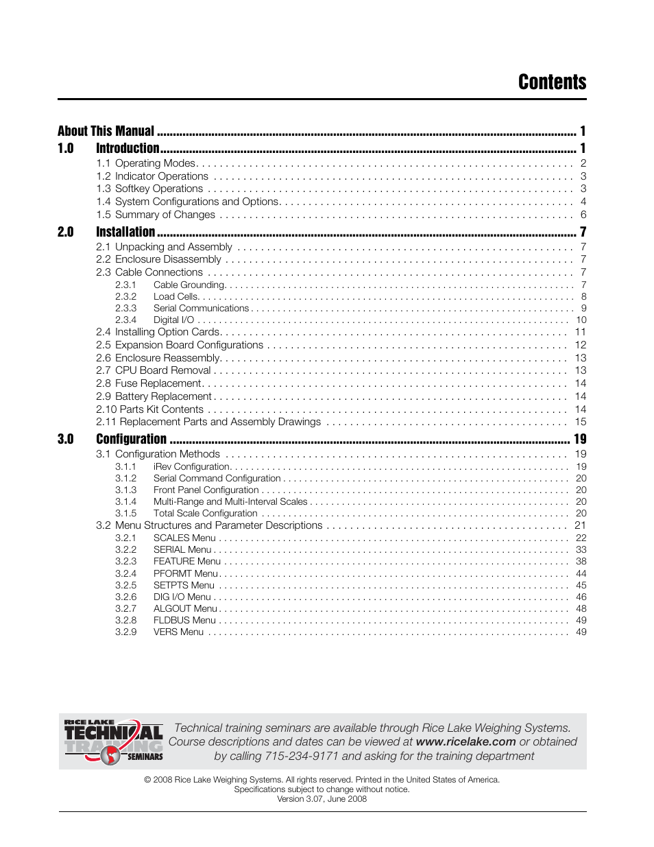 Rice Lake 920i Installation Manual V3.07 User Manual | Page 3 / 130