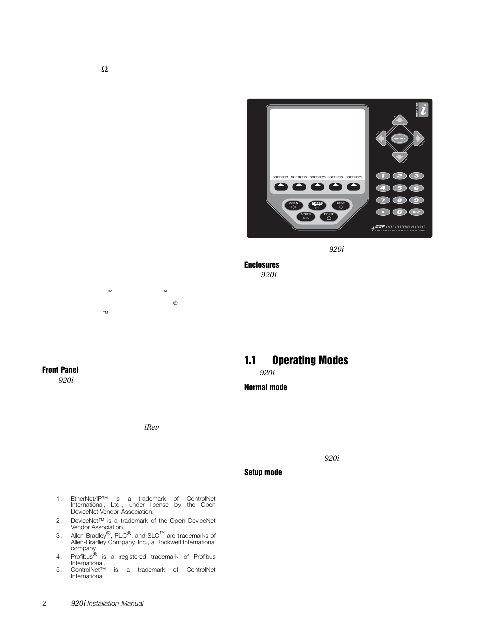 1 operating modes | Rice Lake 920i Installation Manual V3.07 User Manual | Page 8 / 130