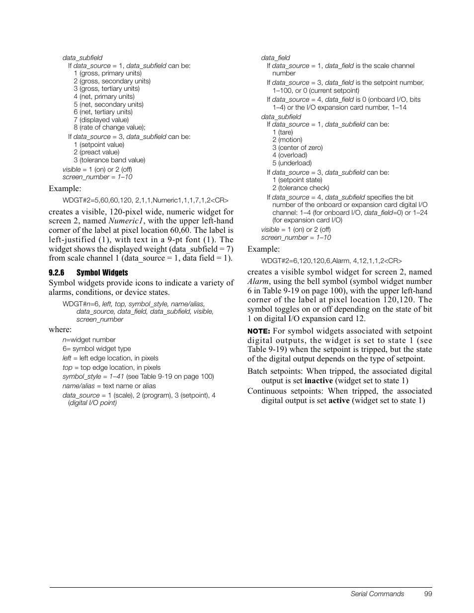 6 symbol widgets, Symbol widgets | Rice Lake 920i Installation Manual V3.08 User Manual | Page 105 / 130