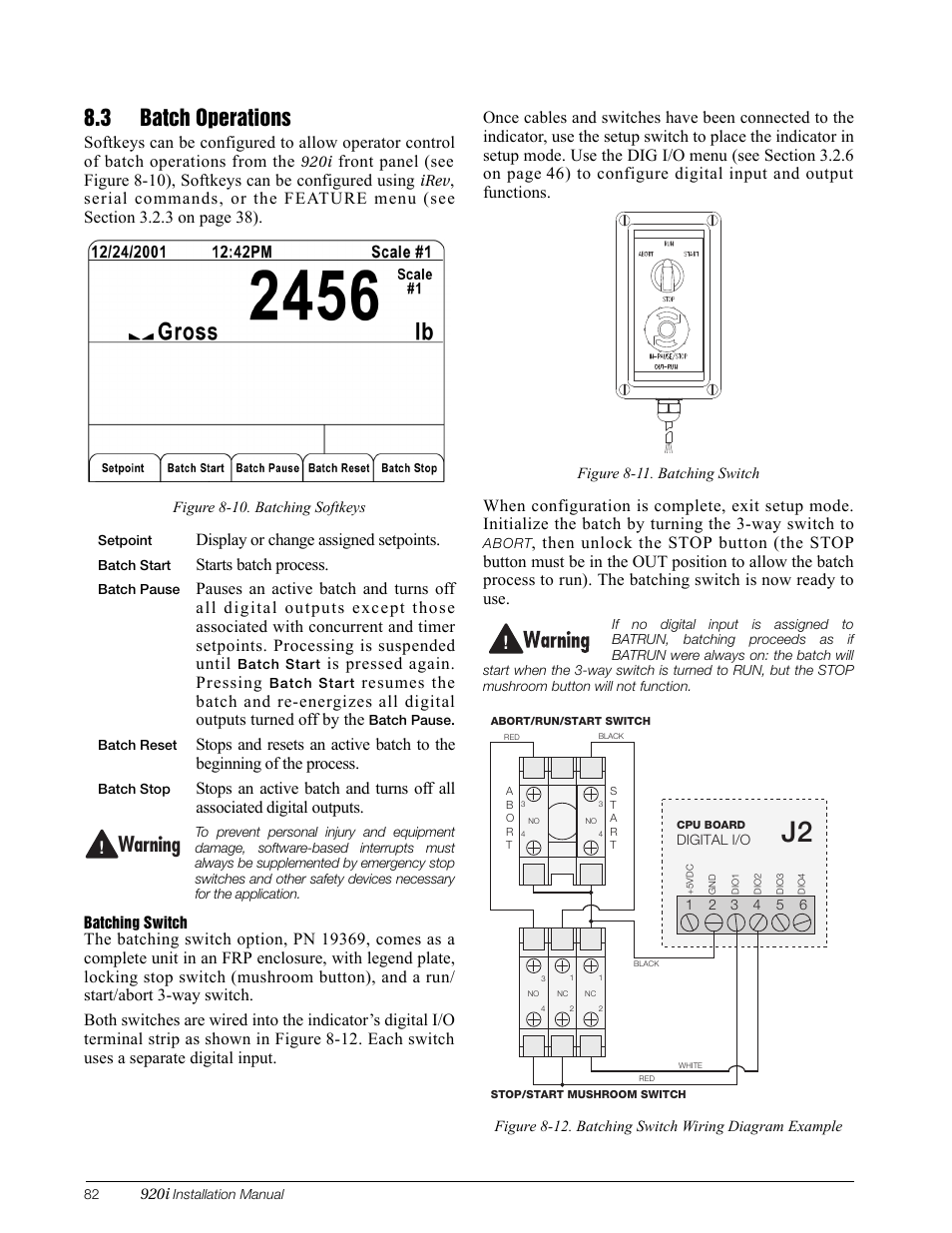 3 batch operations, Warning | Rice Lake 920i Installation Manual V3.08 User Manual | Page 88 / 130