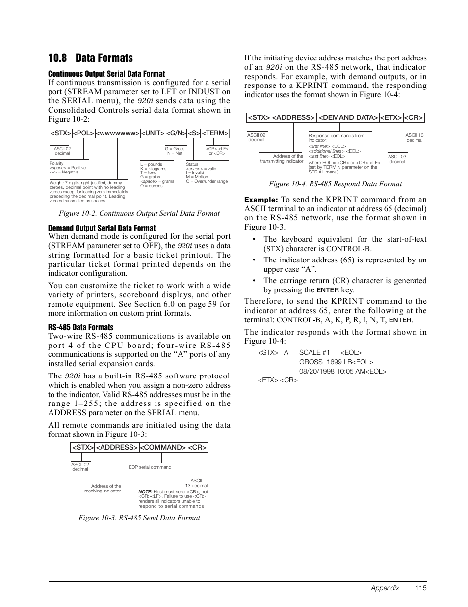 8 data formats | Rice Lake 920i Installation Manual V3.10 User Manual | Page 121 / 131