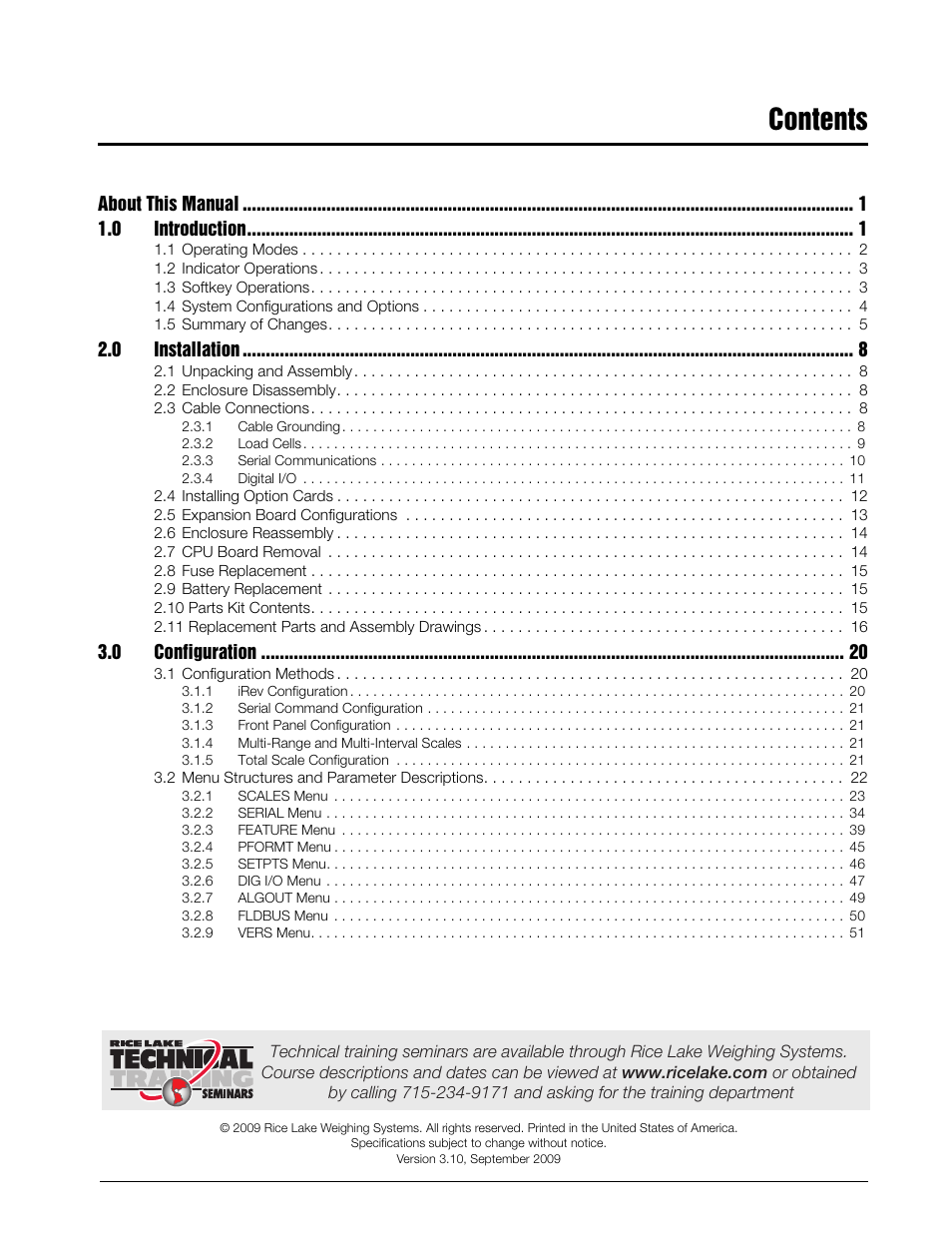 Rice Lake 920i Installation Manual V3.10 User Manual | Page 3 / 131