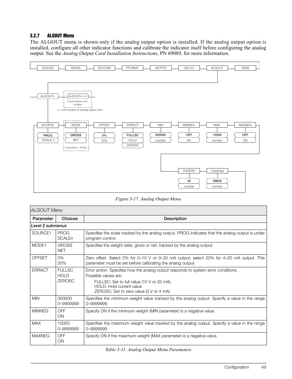 7 algout menu, Algout menu, Section 3.2.7 on | Rice Lake 920i Installation Manual V3.10 User Manual | Page 55 / 131