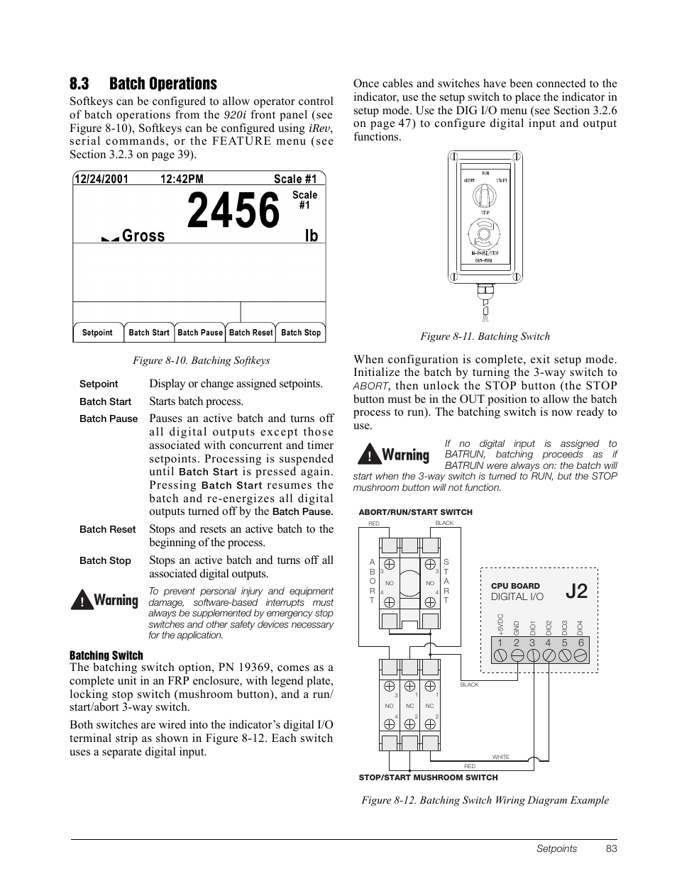 3 batch operations, Warning | Rice Lake 920i Installation Manual V3.10 User Manual | Page 89 / 131