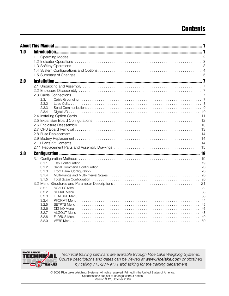 Rice Lake 920i Installation Manual V3.12 User Manual | Page 3 / 131