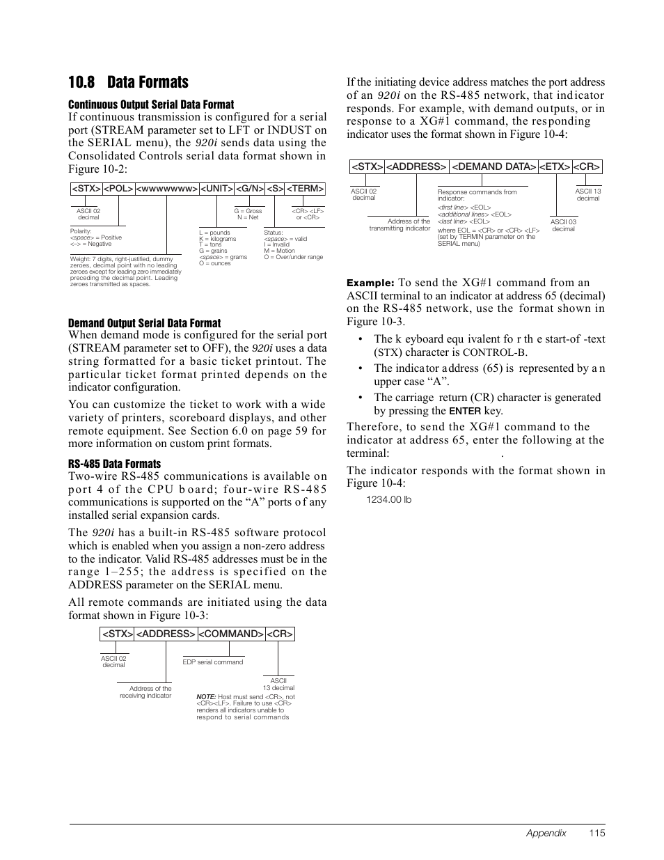 8 data formats | Rice Lake 920i Installation Manual V3.13 User Manual | Page 121 / 131