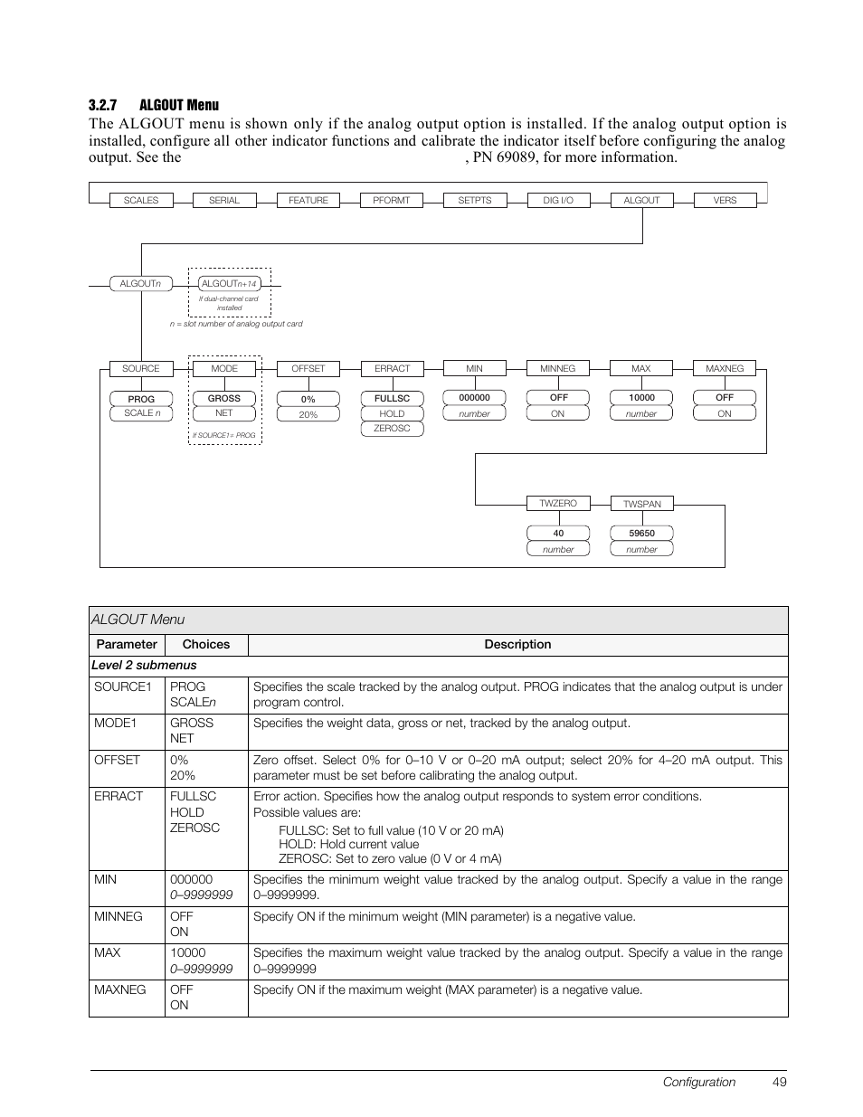 7 algout menu, Algout menu, Section 3.2.7 on | Rice Lake 920i Installation Manual V3.13 User Manual | Page 55 / 131