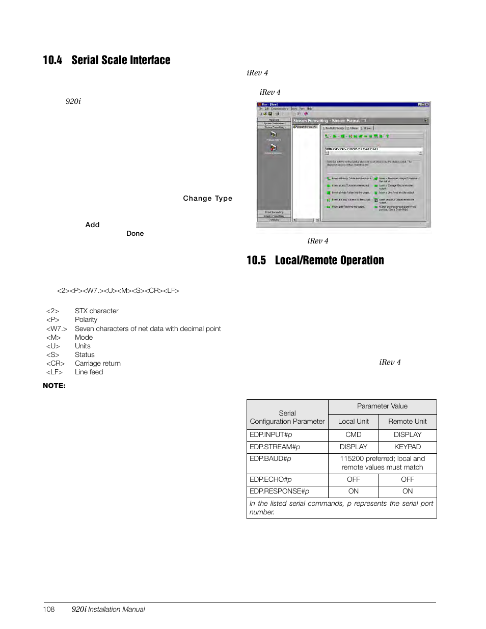 4 serial scale interface, 5 local/remote operation | Rice Lake 920i Installation Manual V4.0 User Manual | Page 114 / 131