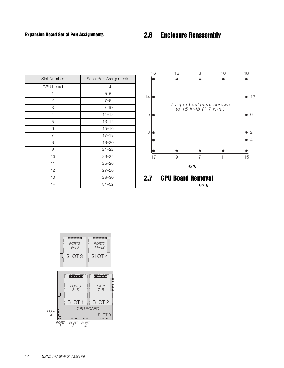 6 enclosure reassembly, 7 cpu board removal, 6 enclosure reassembly 2.7 cpu board removal | Rice Lake 920i Installation Manual V4.0 User Manual | Page 20 / 131