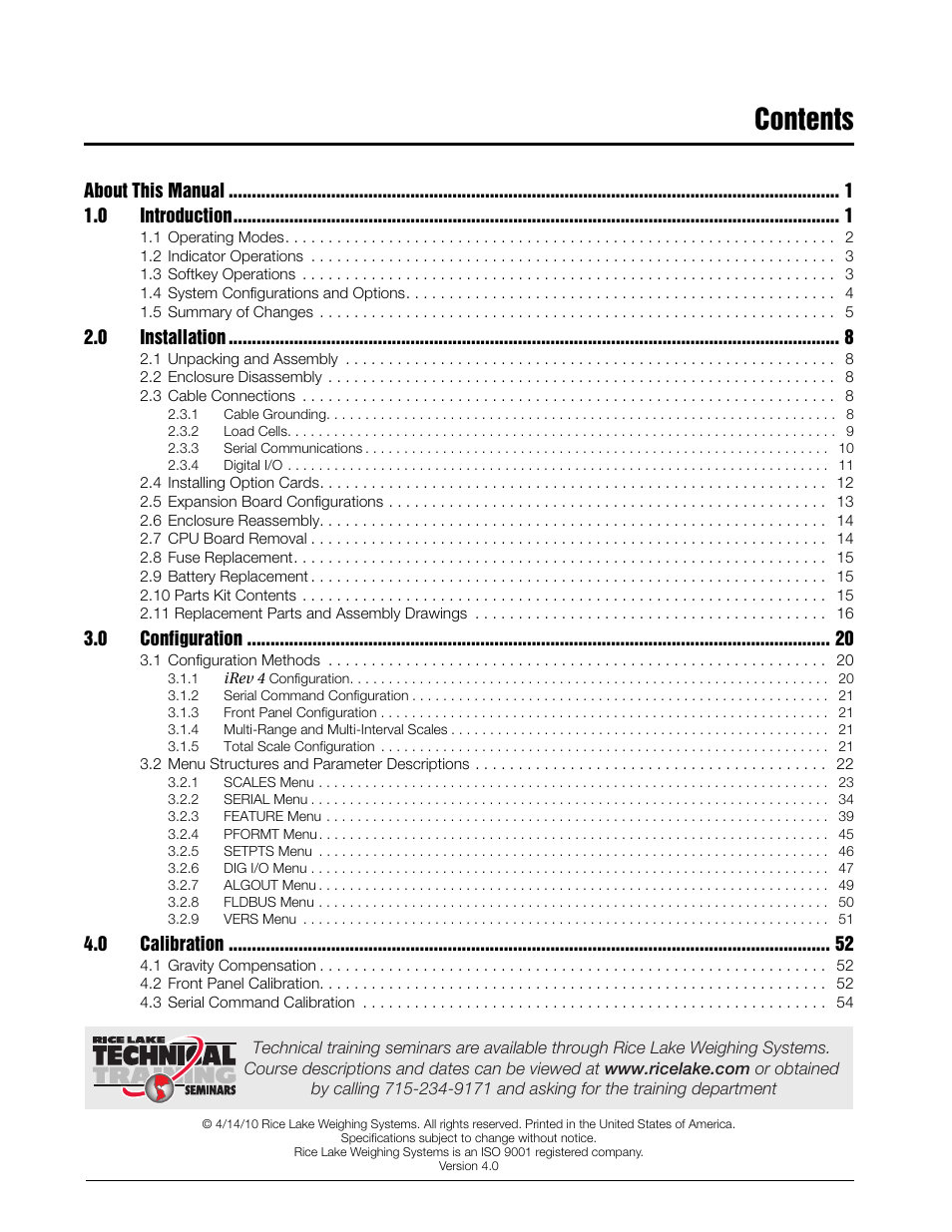 Rice Lake 920i Installation Manual V4.0 User Manual | Page 3 / 131