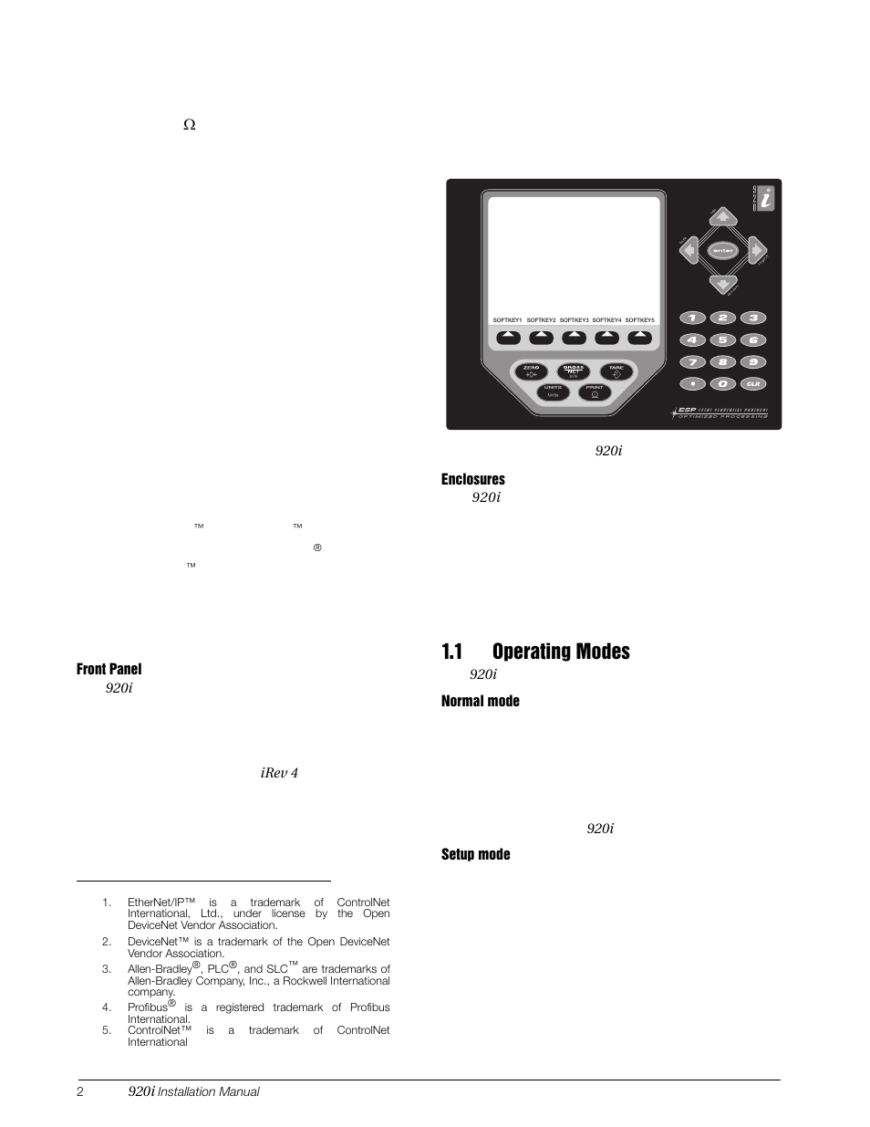 1 operating modes | Rice Lake 920i Installation Manual V4.0 User Manual | Page 8 / 131