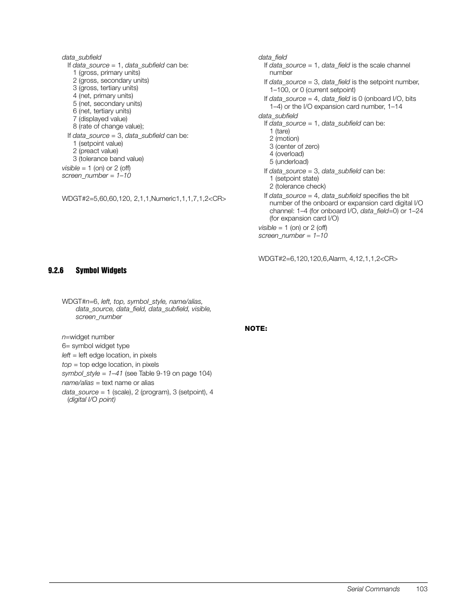 6 symbol widgets, Symbol widgets | Rice Lake 920i Installation Manual V4.01 User Manual | Page 109 / 136