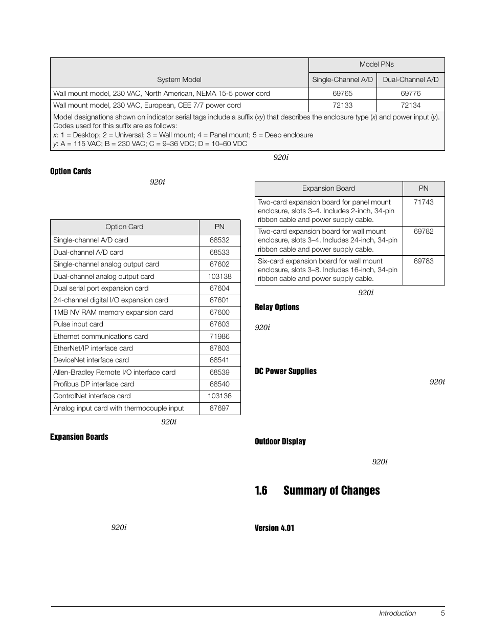 6 summary of changes | Rice Lake 920i Installation Manual V4.01 User Manual | Page 11 / 136