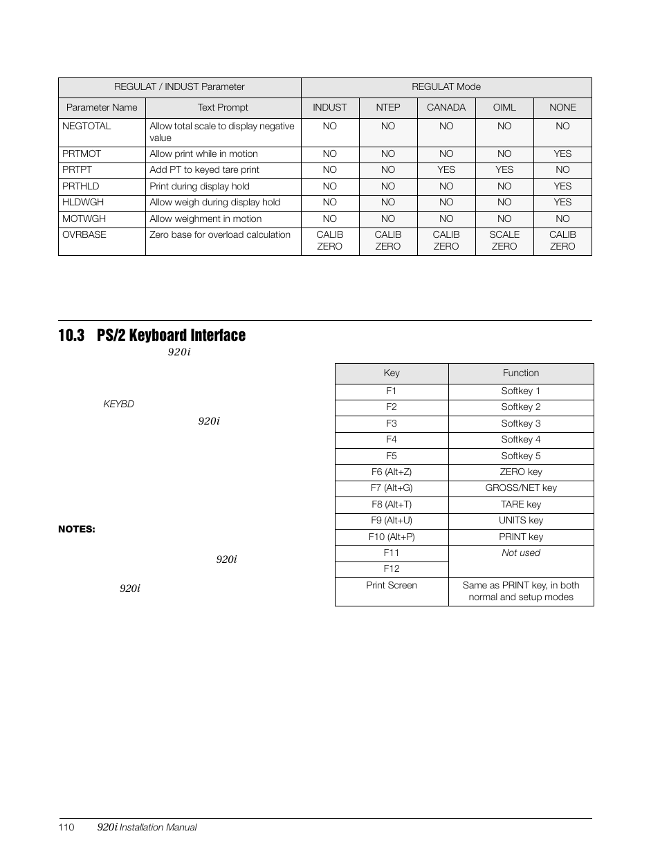 3 ps/2 keyboard interface, S e c t i o n 1 0 . 3 o n p a g e 11 0 | Rice Lake 920i Installation Manual V4.01 User Manual | Page 116 / 136