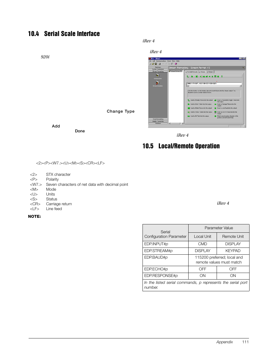 4 serial scale interface, 5 local/remote operation | Rice Lake 920i Installation Manual V4.01 User Manual | Page 117 / 136