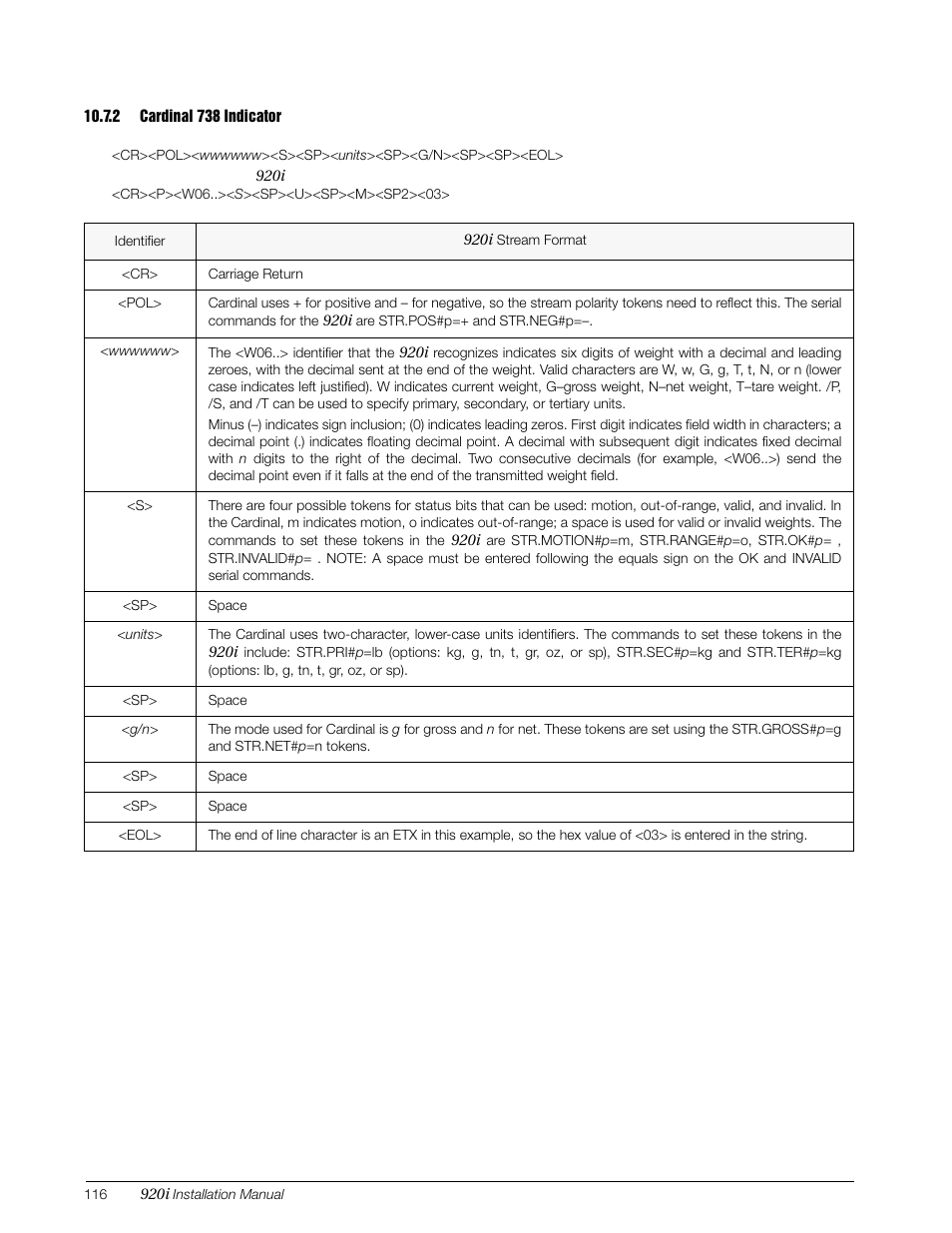 2 cardinal 738 indicator, Cardinal 738 indicator | Rice Lake 920i Installation Manual V4.01 User Manual | Page 122 / 136