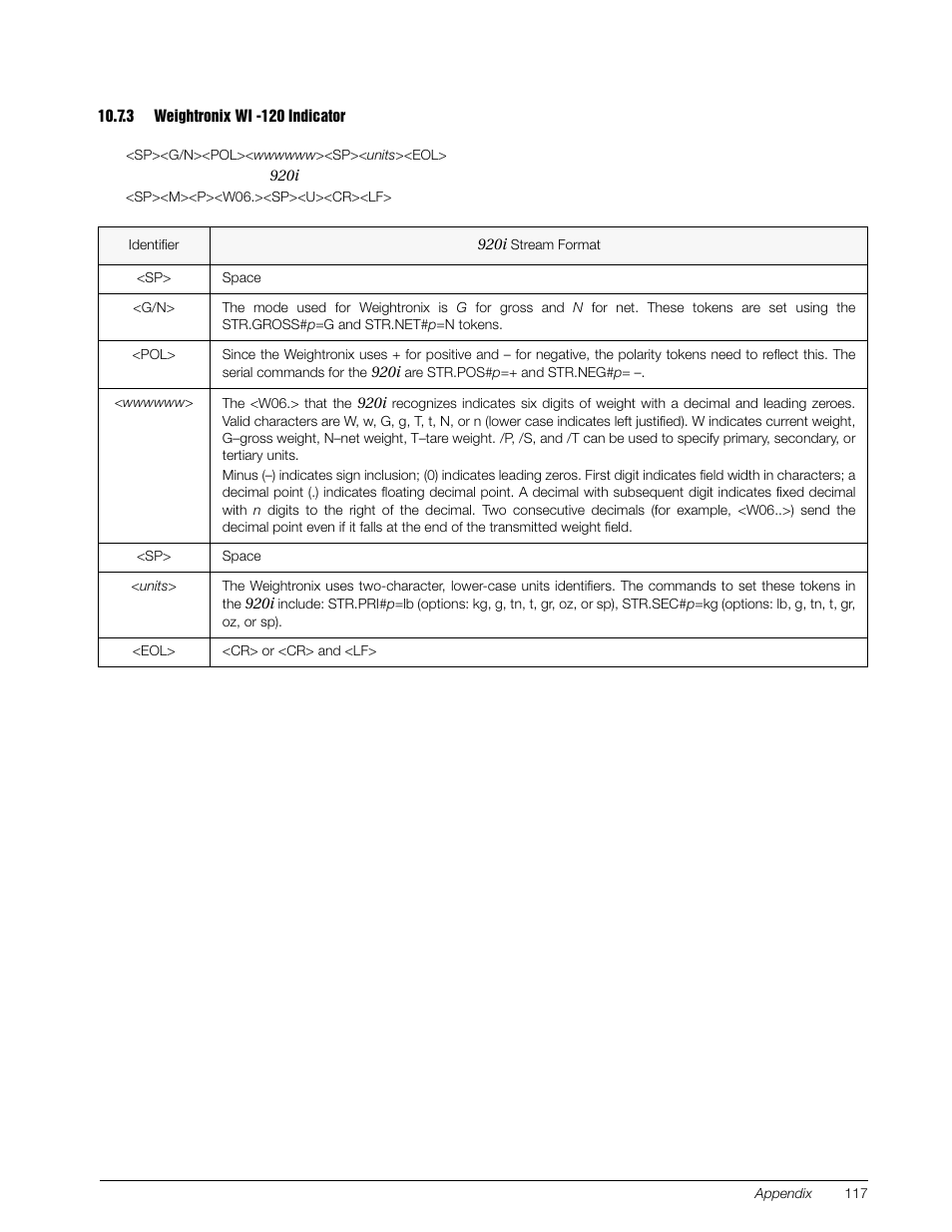 3 weightronix wi -120 indicator, Weightronix wi -120 indicator | Rice Lake 920i Installation Manual V4.01 User Manual | Page 123 / 136